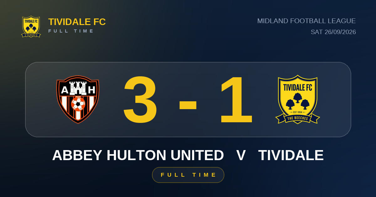 Abbey Hulton United 3-1 Tividale