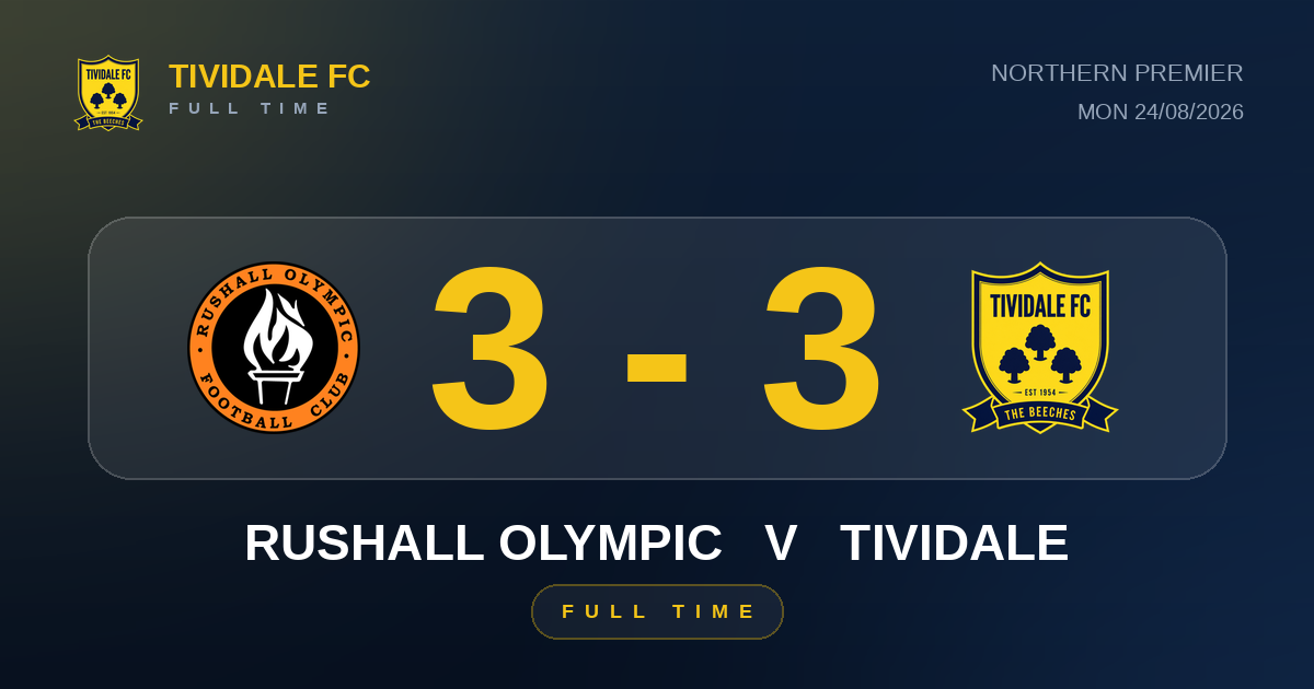 Rushall Olympic 3-3 Tividale