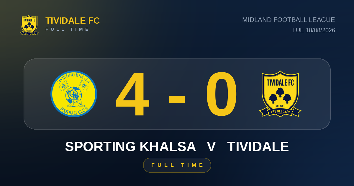 Sporting Khalsa 4-0 Tividale