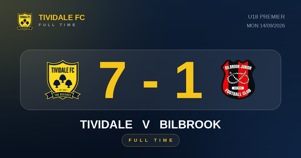 Tividale 7-1 Bilbrook