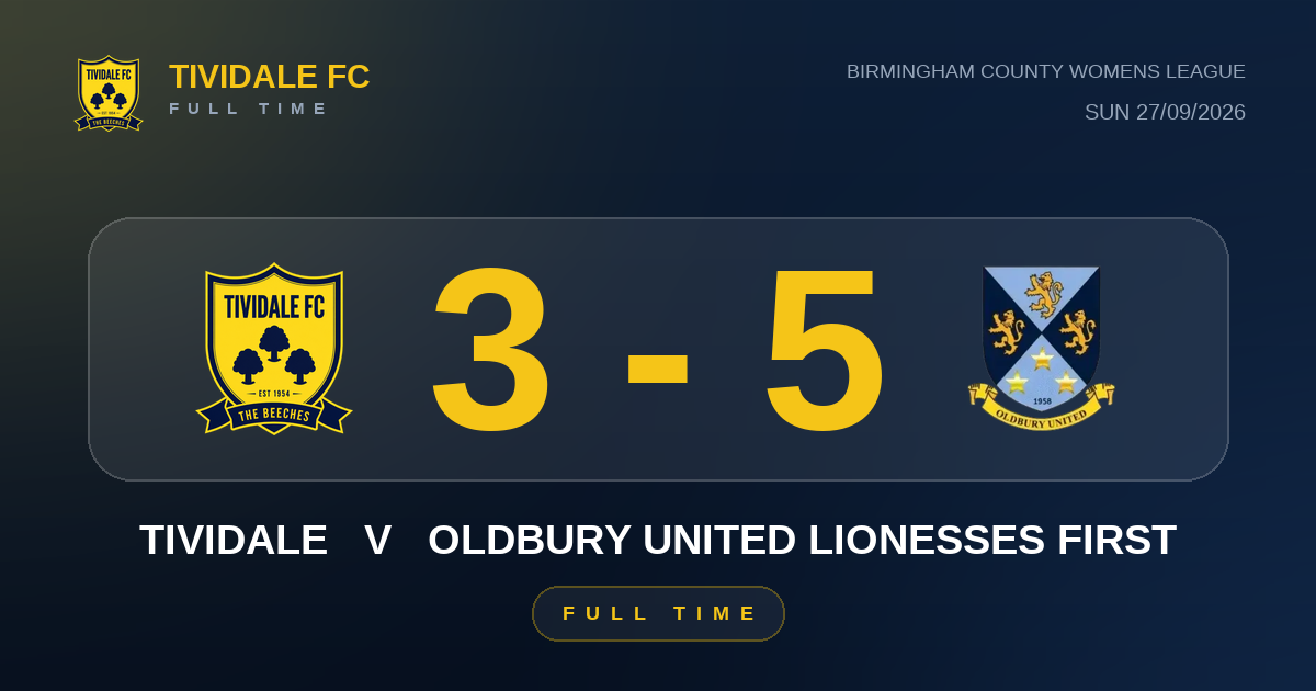 Tividale 3-5 Oldbury United Lionesses First