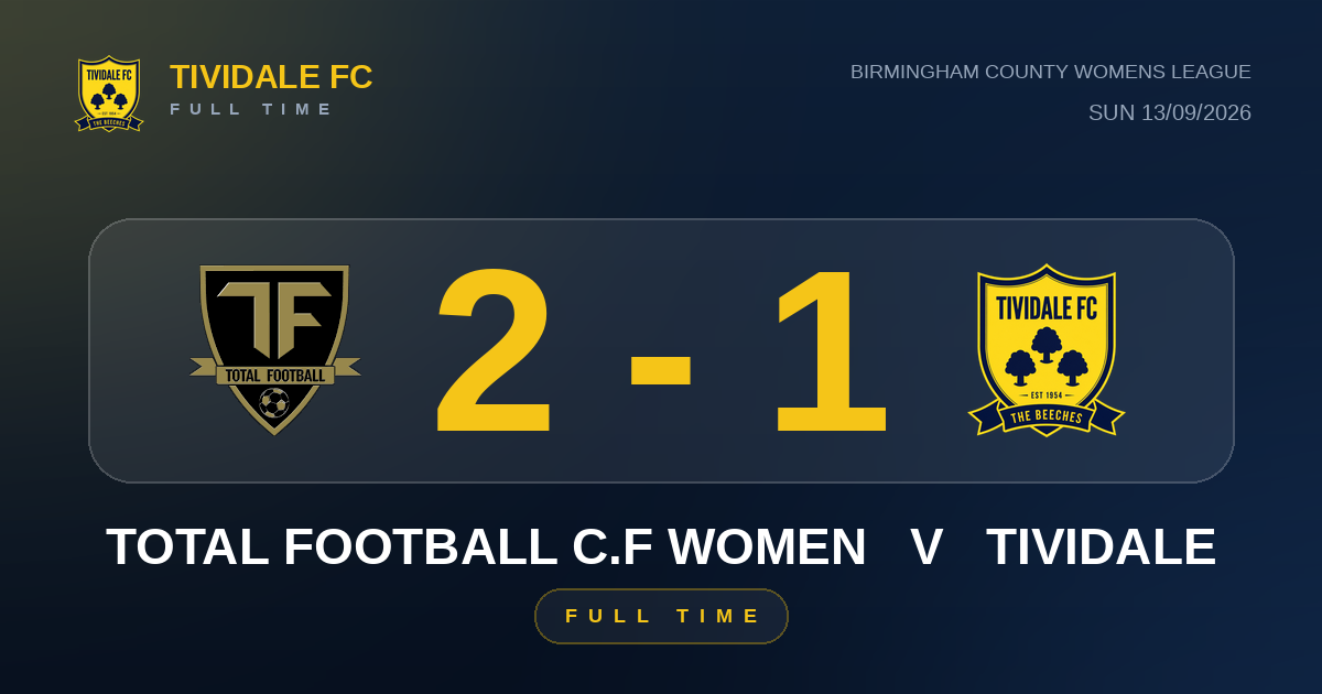 Total Football C.F Women 2-1 Tividale