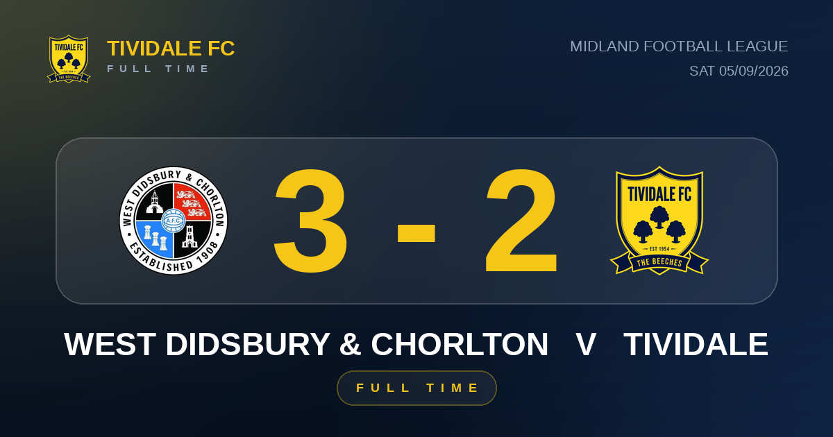 West Didsbury & Chorlton 3-2 Tividale